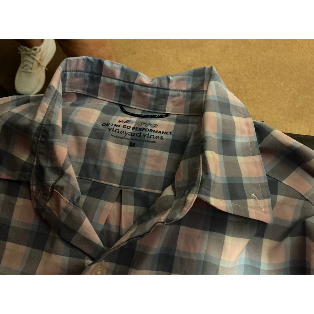 Vineyard Vines OTG Performance Shirt Mens Medium Pink‎ Blue Plaid 1W011474
